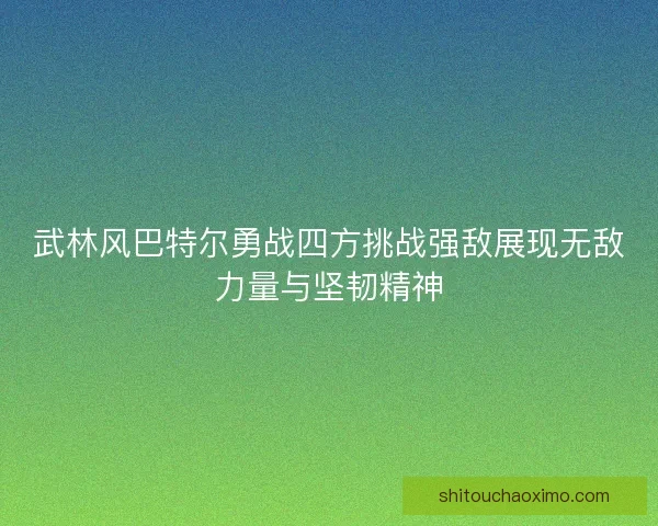武林风巴特尔勇战四方挑战强敌展现无敌力量与坚韧精神 武林风巴特尔勇战四方挑战强敌展现无敌力量与坚韧精神