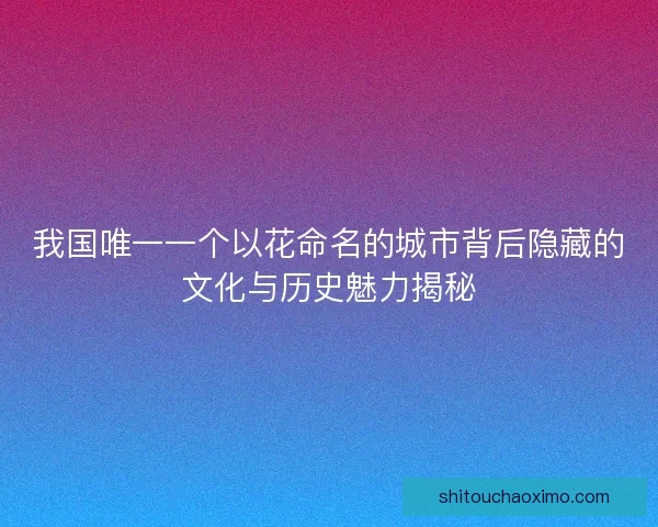 我国唯一一个以花命名的城市背后隐藏的文化与历史魅力揭秘