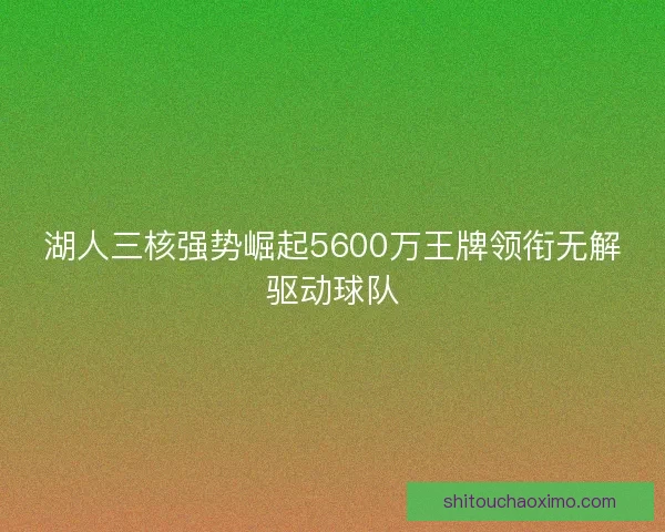 湖人三核强势崛起5600万王牌领衔无解驱动球队