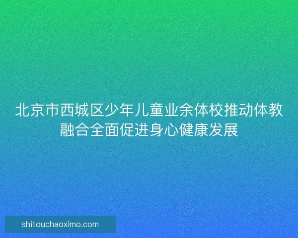 北京市西城区少年儿童业余体校推动体教融合全面促进身心健康发展