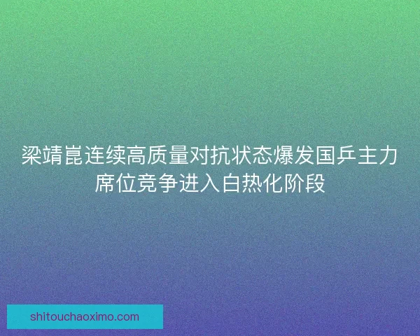 梁靖崑连续高质量对抗状态爆发国乒主力席位竞争进入白热化阶段