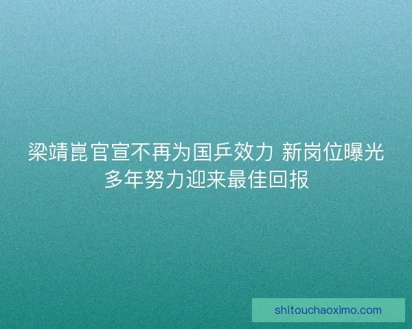 梁靖崑官宣不再为国乒效力 新岗位曝光多年努力迎来最佳回报