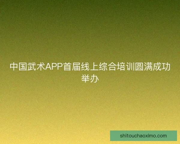 中国武术APP首届线上综合培训圆满成功举办 中国武术APP首届线上综合培训圆满成功举办